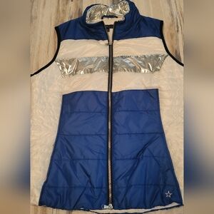LOHLA Sports Women's Blue White and Silver Puffer Vest. Skiing. EUC